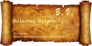 Beleznai Vilmos névjegykártya